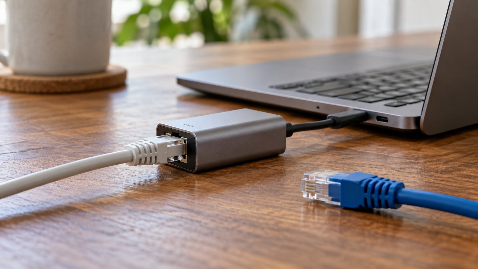 Laptop network adapter and two connection cables