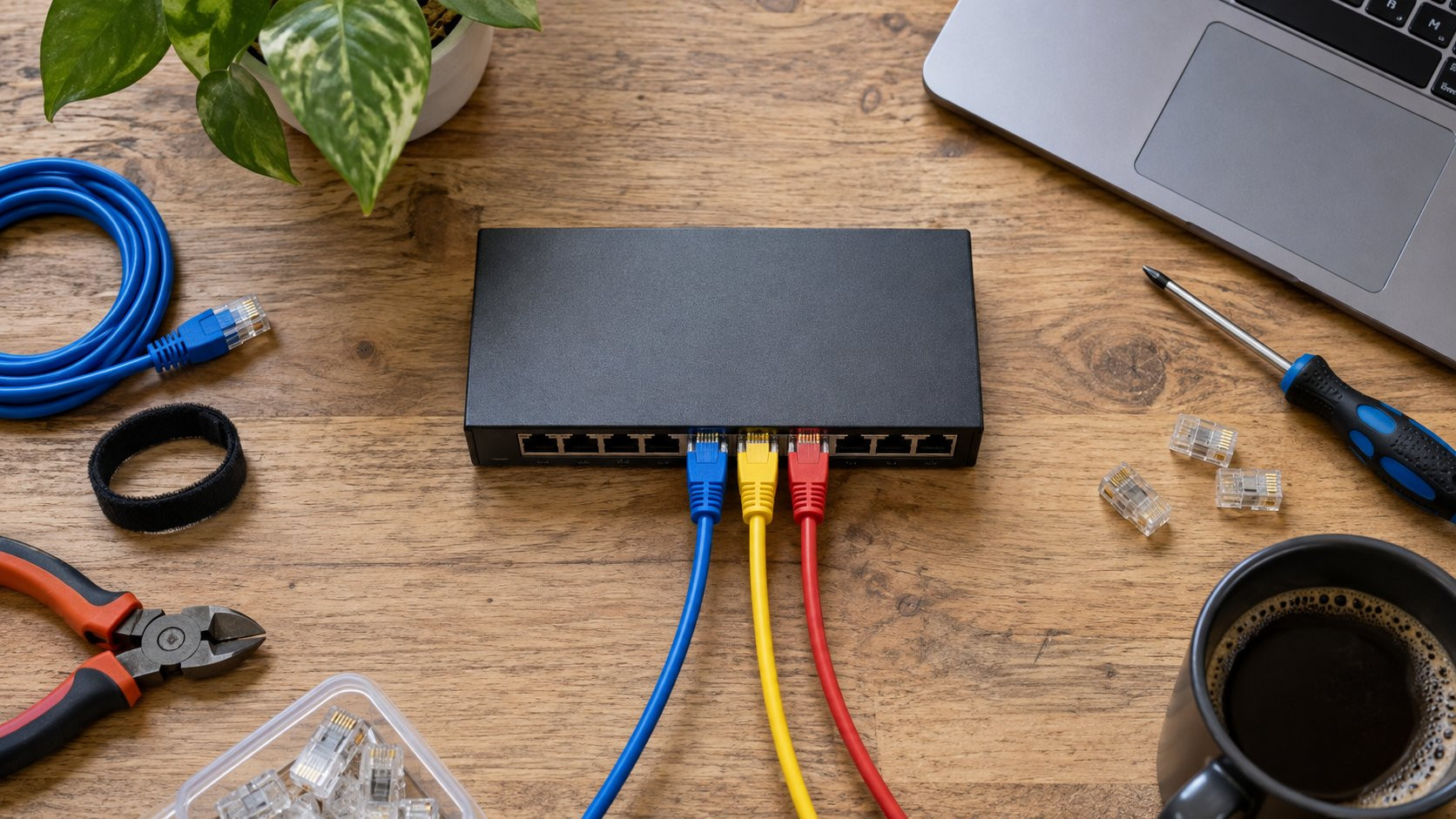 Network switch with multiple connected cables