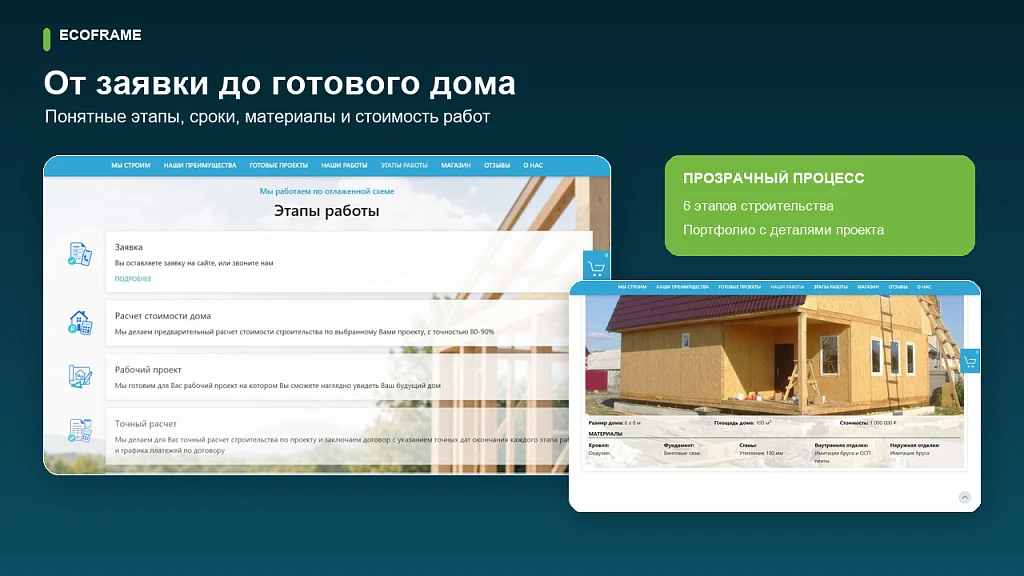 EcoFrame - одностраничный сайт для строительной компании — 4