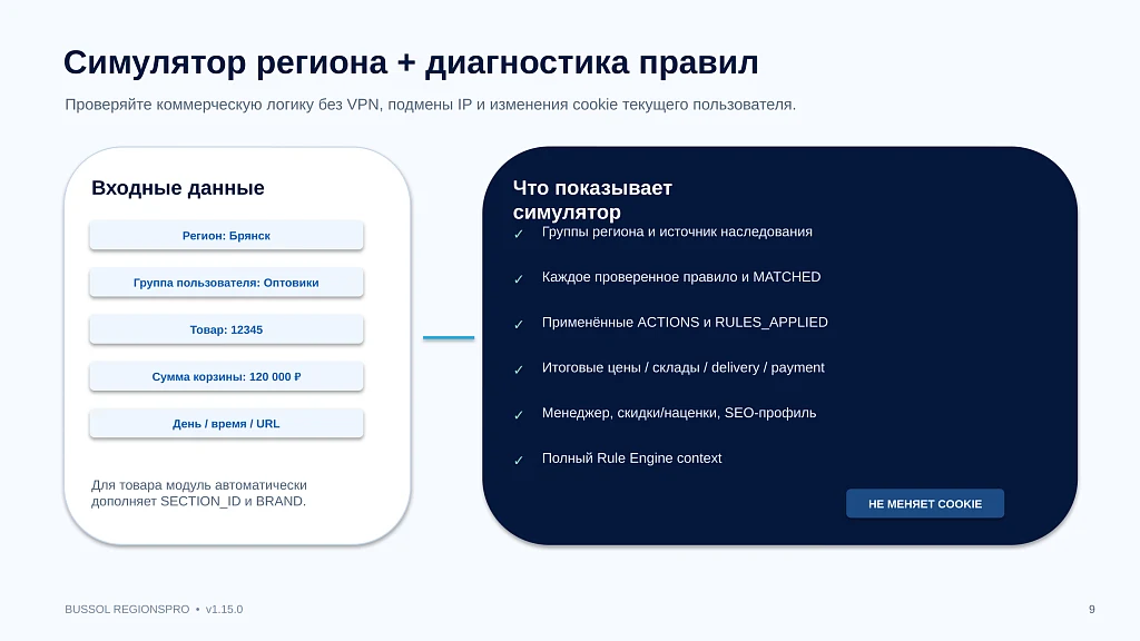 Bussol RegionsPro — мультирегиональная коммерческая платформа: цены, склады, SEO и GeoIP — 9