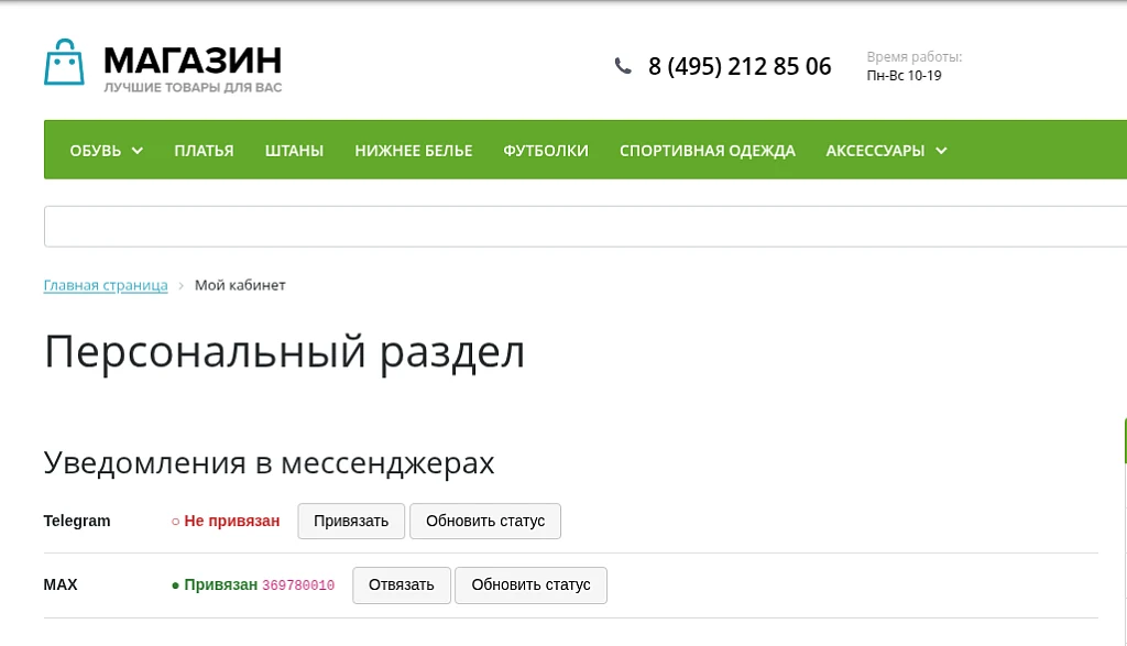 Транспорты уведомлений (Telegram / MAX) (EcomLabs) — 1