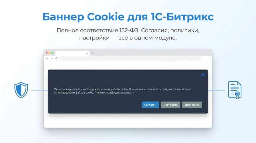 Уведомление об использовании Сookie (баннер куки РФ 152 ФЗ) + Генератор политики конфиденциальности — 1