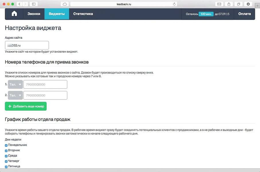Виджет "обратный звонок" LeadBack — 2