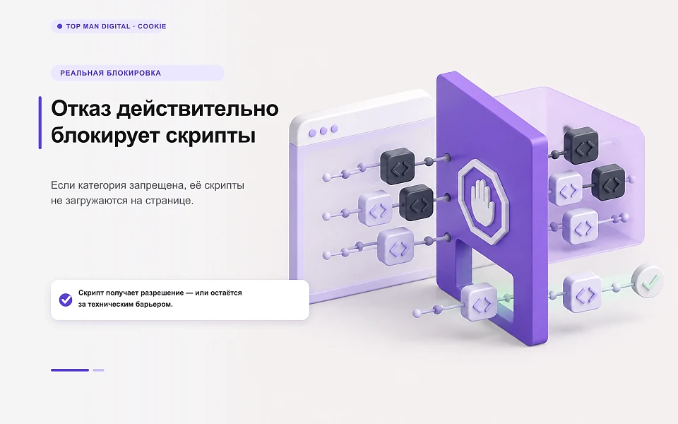 Cookie-баннер по 152-ФЗ с доказательством согласия и блокировкой скриптов — 2