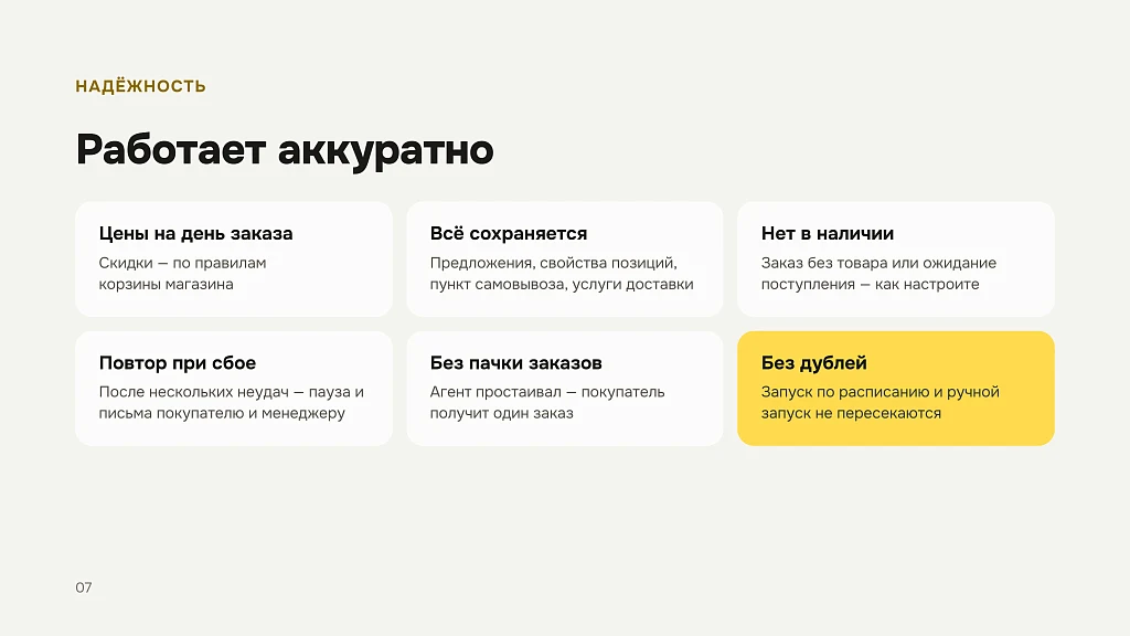 Automatic order repetition — 7