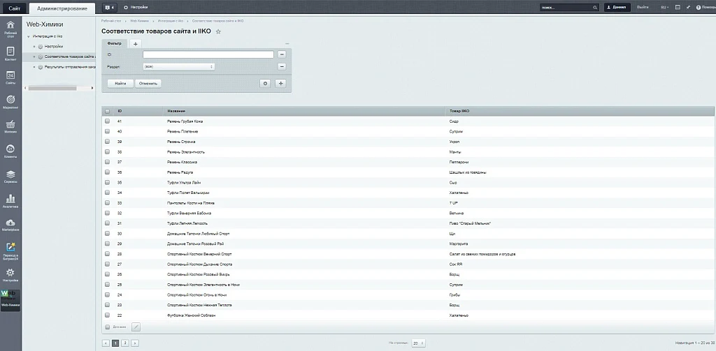Web-Hemists: Integration with iiko.biz — 2