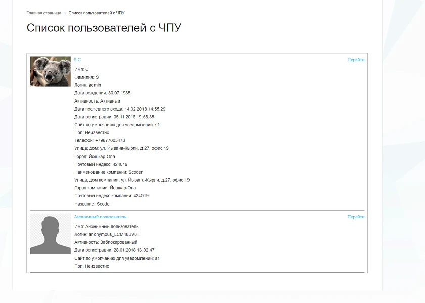 АРАМА: Пользователи с ЧПУ — 1
