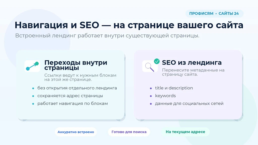 ПрофиCRM: Встраивание лендингов Сайты 24 — 5