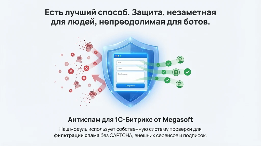 Антиспам (для форм сайта), спам фильтр, защита против ботов, без CAPTCHA (капча) от Megasoft — 1