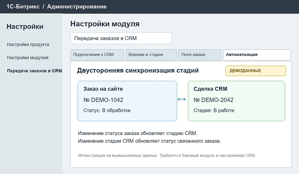 Передача заказов в CRM и синхронизация стадий — 4