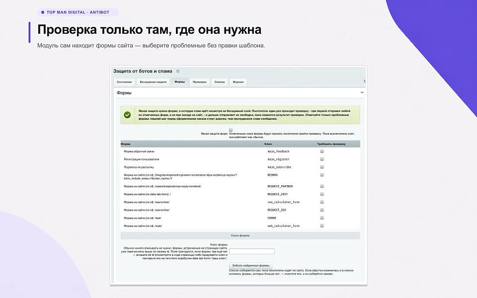 Top Man Digital: антибот и защита форм от спама — 4