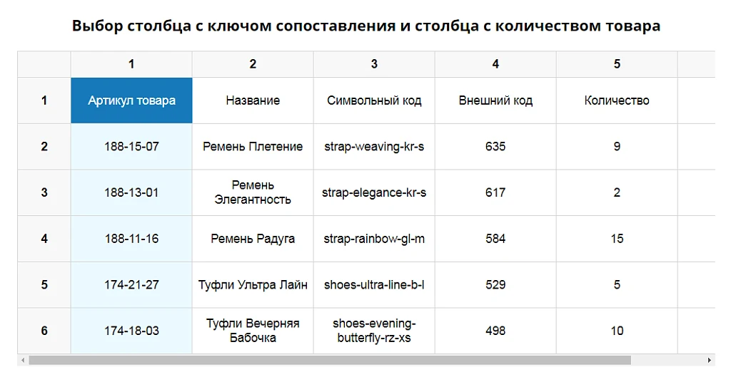 Импорт из Excel в корзину — 2