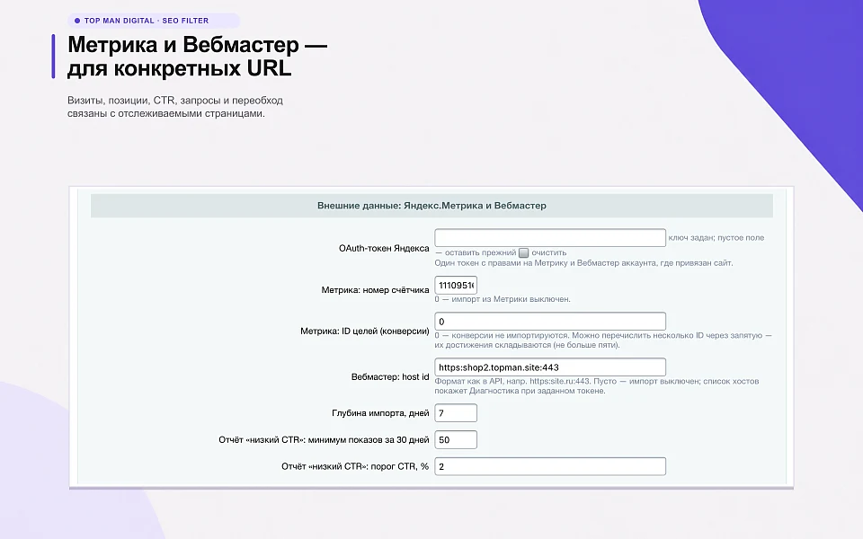 Top Man Digital: SEO умного фильтра, мета, ЧПУ и ИИ для страниц сайта — 19