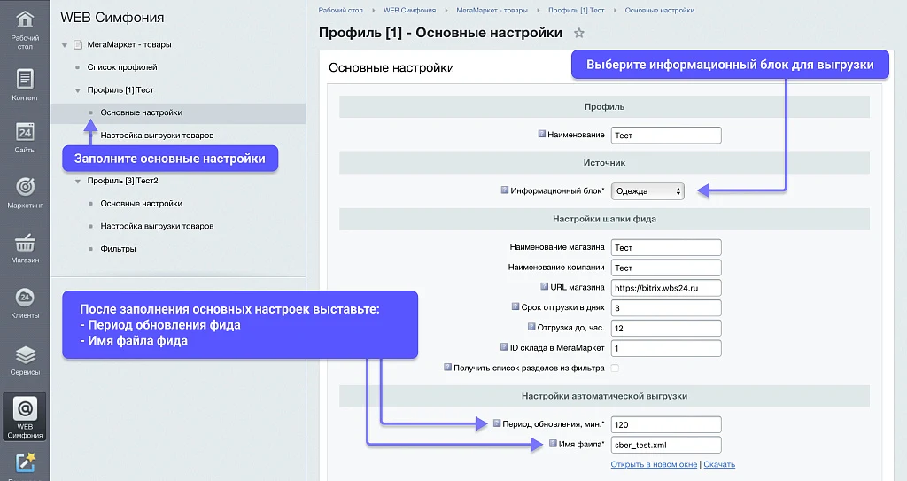 WBS24: Интеграция с МегаМаркет - фид обновления товара и цен, остатки по API 2.0 — 2