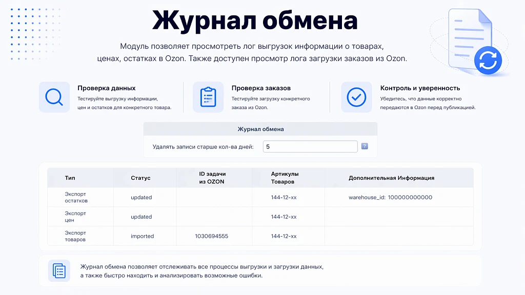 Интеграция с OZON (ОЗОН): товары, цены, остатки, заказы (гибкая настройка) — 8