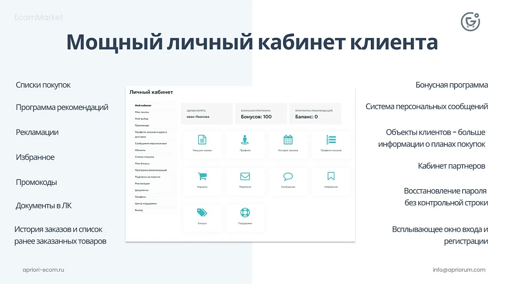 Apriori.EcomMarket: Online store with a settings builder and extended marketing functionality — 14