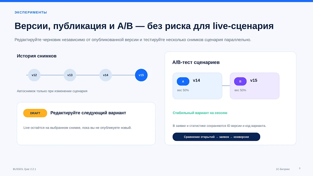 BUSSOL: Конструктор квизов, тестов, подборщиков и калькуляторов — 9