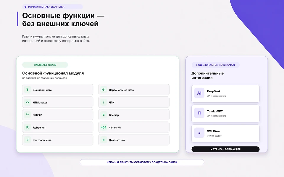 Top Man Digital: SEO умного фильтра, мета, ЧПУ и ИИ для страниц сайта — 7