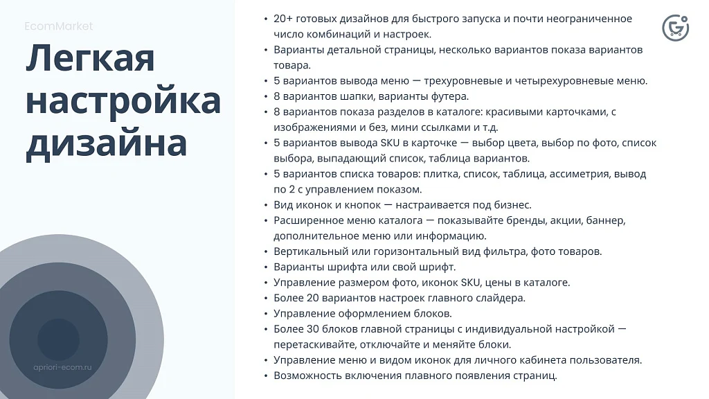 Apriori.EcomMarket: Online store with a settings builder and extended marketing functionality — 34