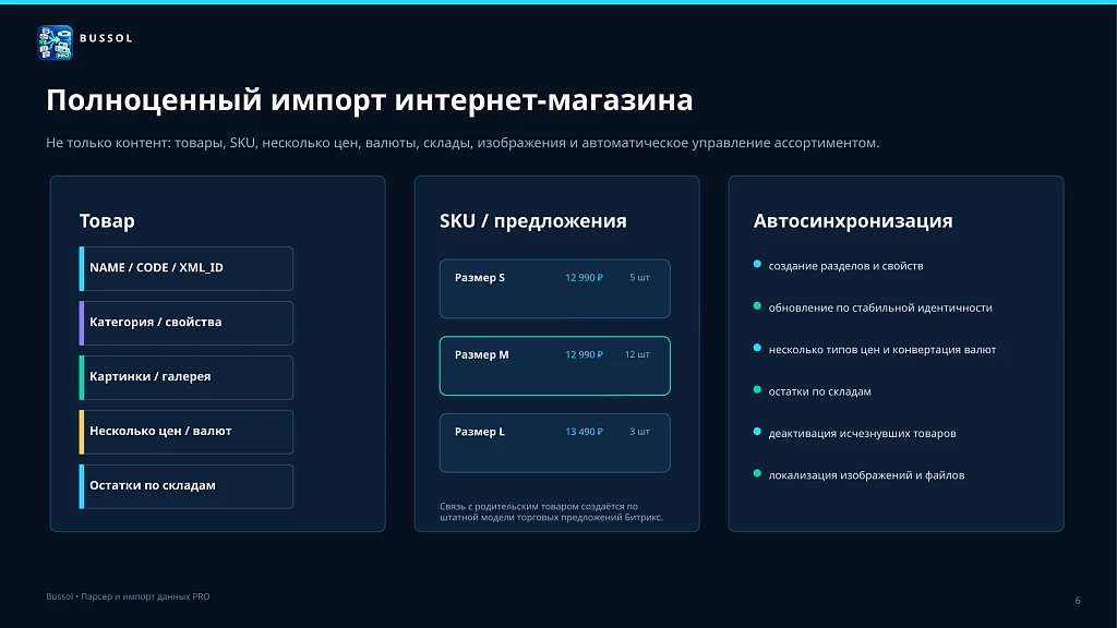 Bussol: Парсер и импорт данных PRO: сайты, REST API, Excel, JSON, XML, товары, цены и остатки — 6