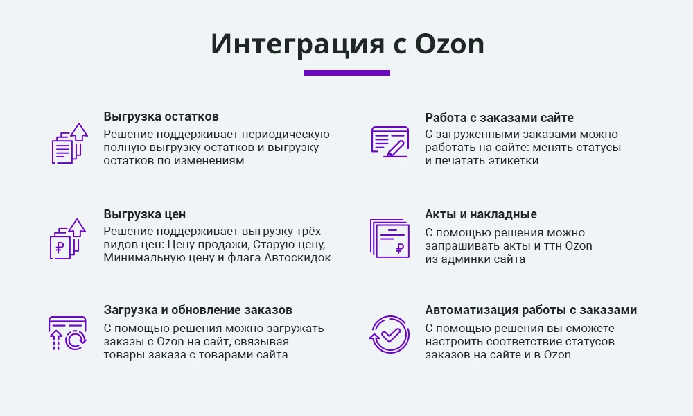 Комплект: Интеграции с маркетплейсами Ozon и Wildberries по API — 2