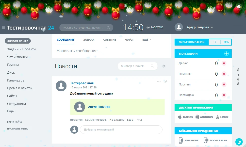 Новогодние украшения для сайта и портала в 1 клик (снег, гирлянда, украшения ) — 2