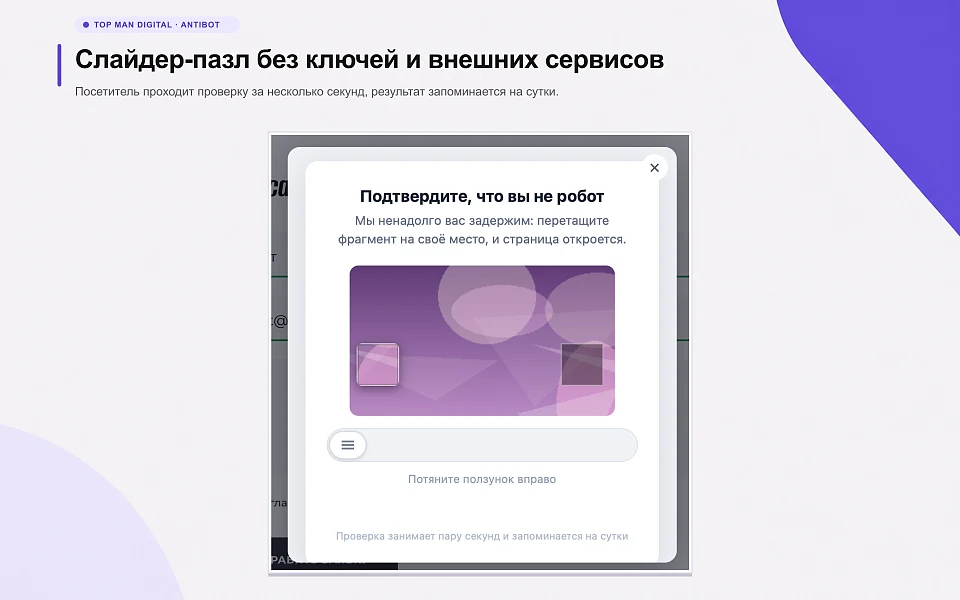 Top Man Digital: антибот и защита форм от спама — 9