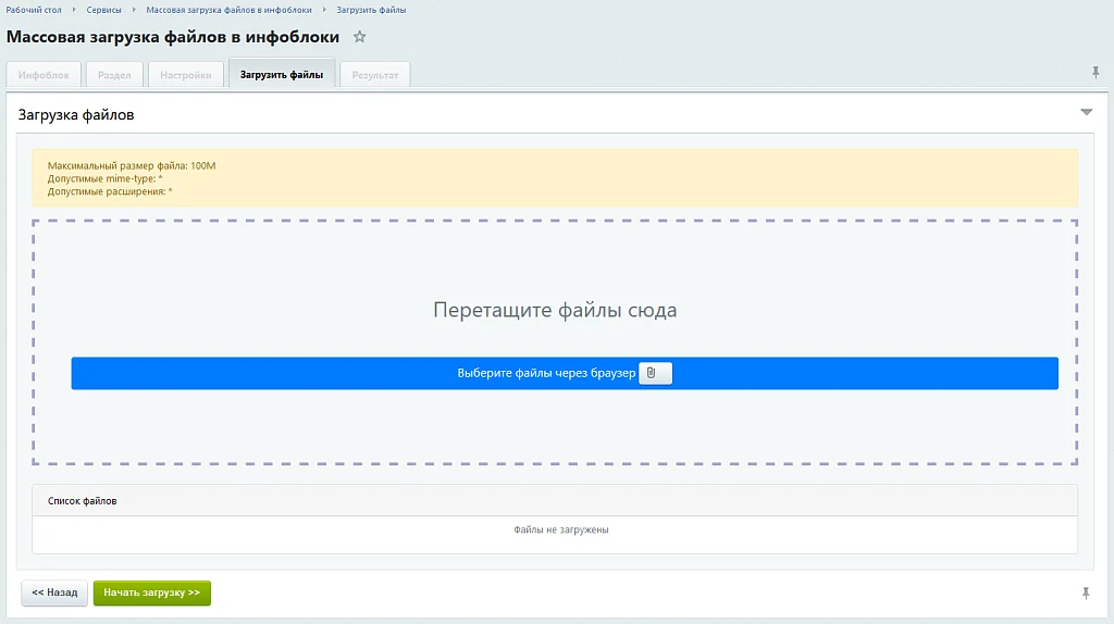 Массовая, множественная загрузка файлов, изображений и документов в инфоблоки с созданием элементов — 4