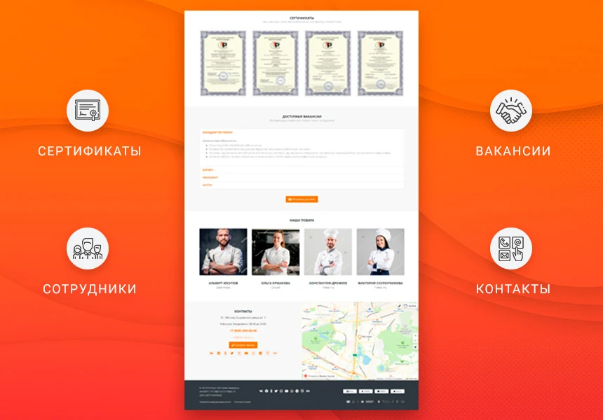 Ready-made one-page website: Restaurant, cafe, anti-cafe, coffee shop, hookah lounge, bar, catering, club — 6