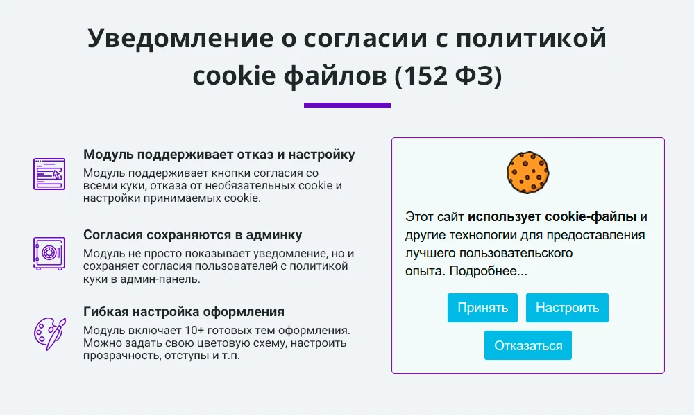 Notification on processing and use of cookie files (consent banner for the cookie policy, Federal Law 152) — 1