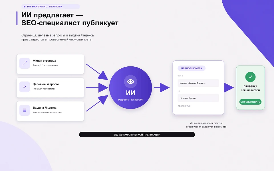 Top Man Digital: SEO умного фильтра, мета, ЧПУ и ИИ для страниц сайта — 3