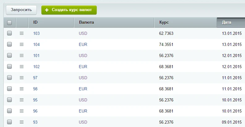 Currencies, rate request — 1