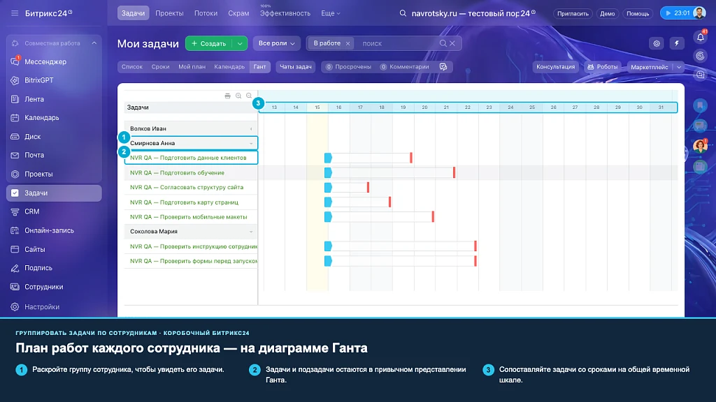 Group tasks by employees — 3