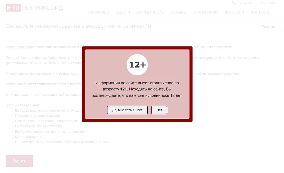 B-ID: Согласие и информирование о возрастном ограничении — 1