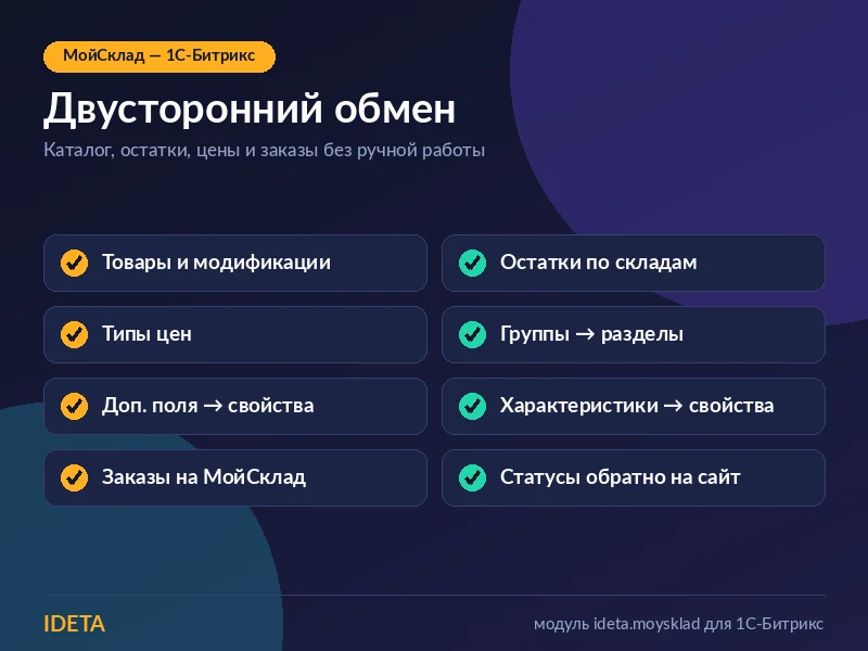 IDETA: Интеграция с МойСклад — 1