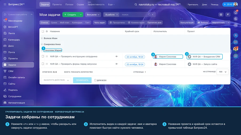 Group tasks by employees — 1