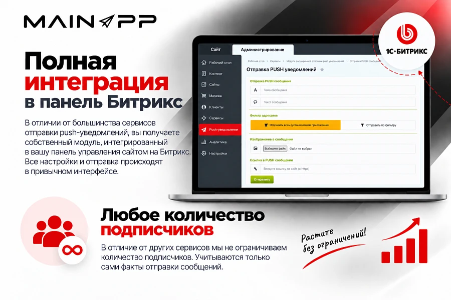 PUSH-уведомления и аналитика для 1С-Битрикс: сегментные рассылки в браузер и приложения — 2