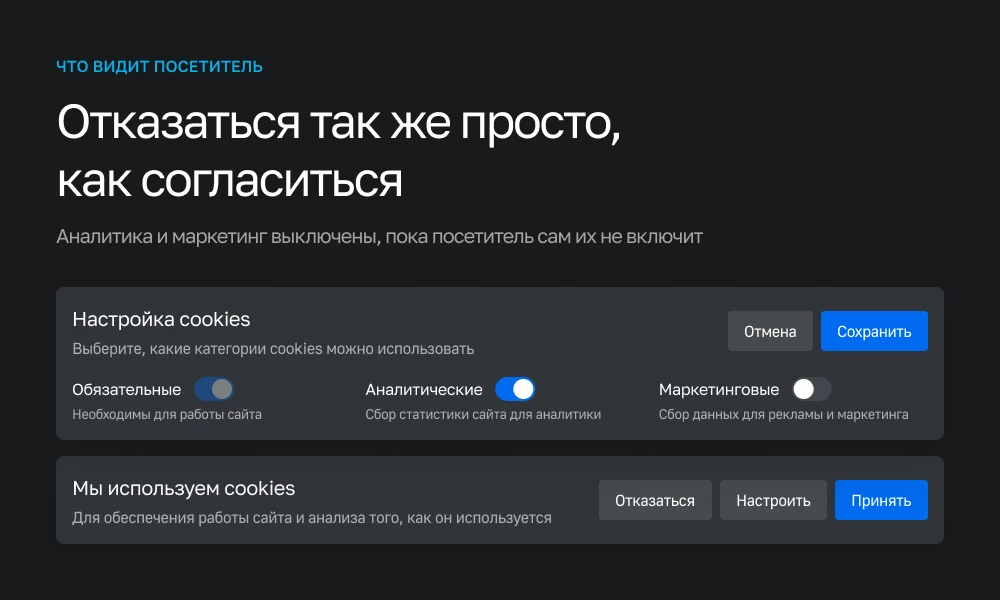 Cookie consent according to the new requirements of Federal Law No. 152 (cookies, consent log, blocking of Yandex.Metrica) — 6