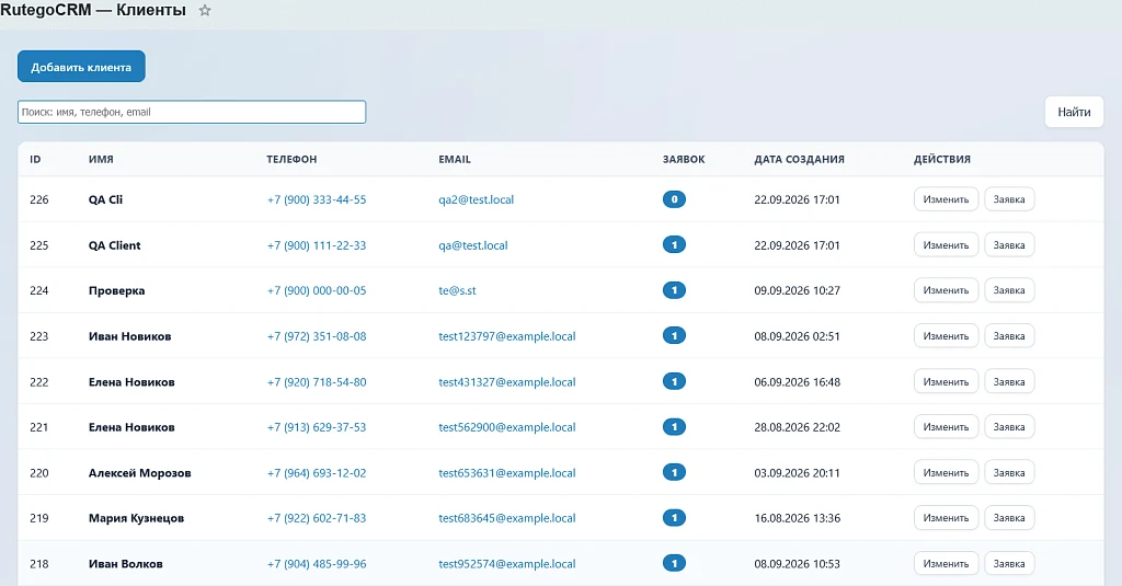 RutegoCRM — модуль для учёта заявок и клиентов в админке 1С-Битрикс: Kanban, карточки — 3
